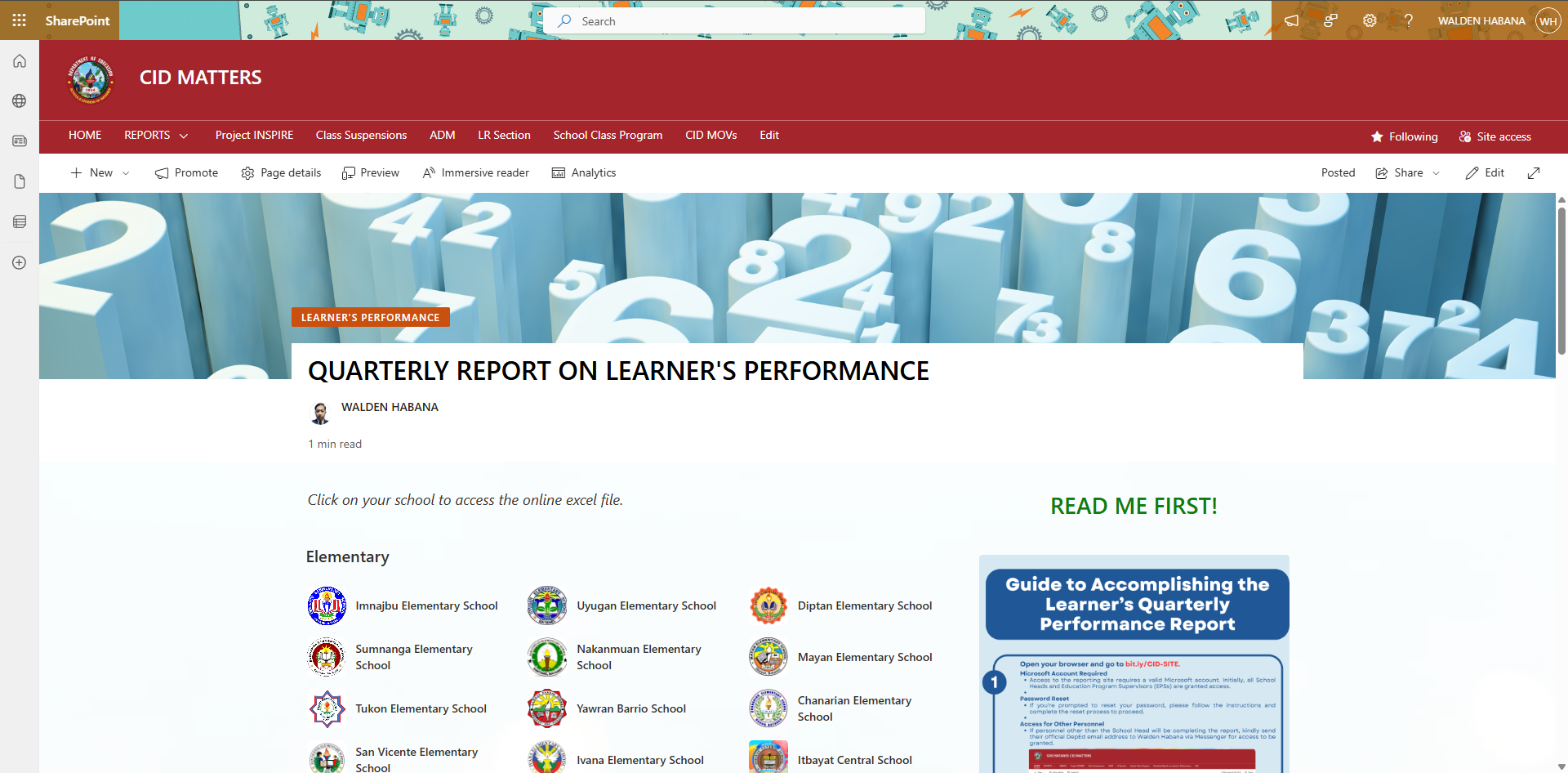 CID Matters Report